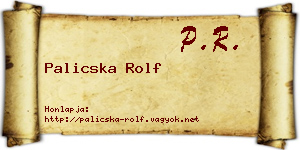 Palicska Rolf névjegykártya